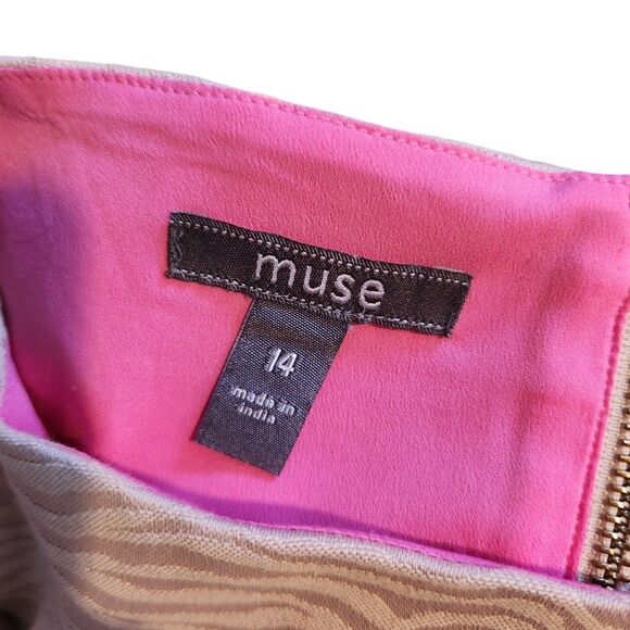 Muse Shift Dress Womens SZ Medium Rainbow Sequins Animal Print Bold Office Artsy - Picture 5 of 5